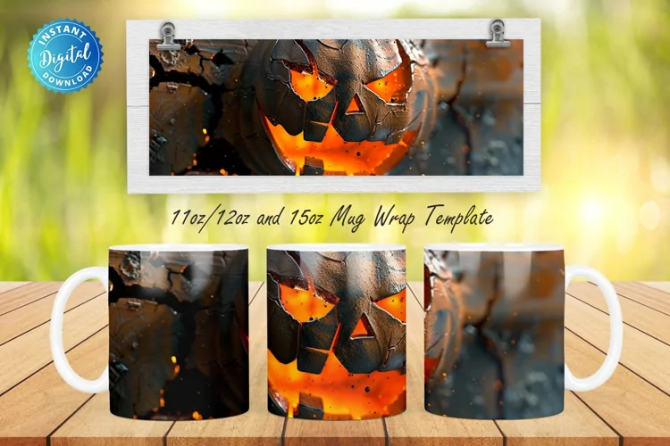 3D Spooky Pumpkin 11, 12 & 15 Oz Mug Sublimation