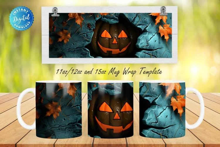 3D Spooky Pumpkin 11, 12 & 15 Oz Mug Sublimation
