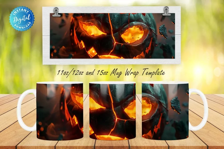 3D Spooky Pumpkin 11, 12 & 15 Oz Mug Sublimation
