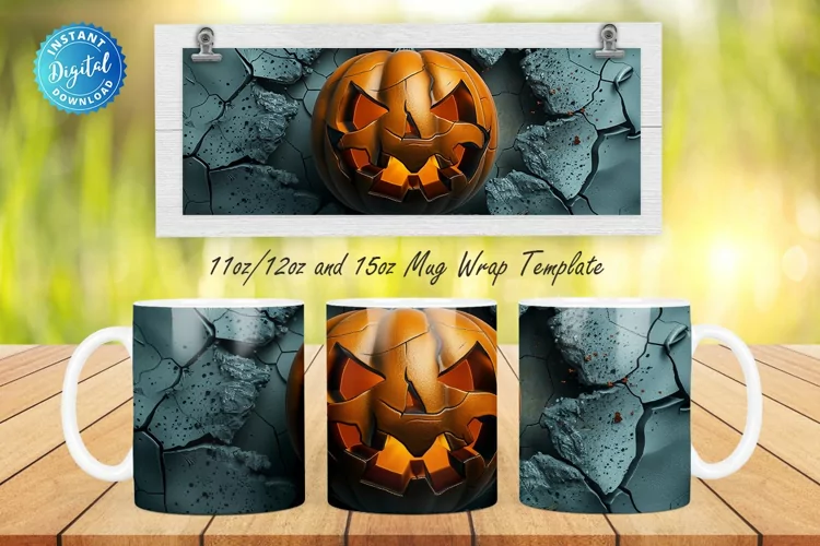 3D Spooky Pumpkin 11, 12 & 15 Oz Mug Sublimation