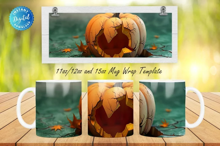 3D Spooky Pumpkin 11, 12 & 15 Oz Mug Sublimation