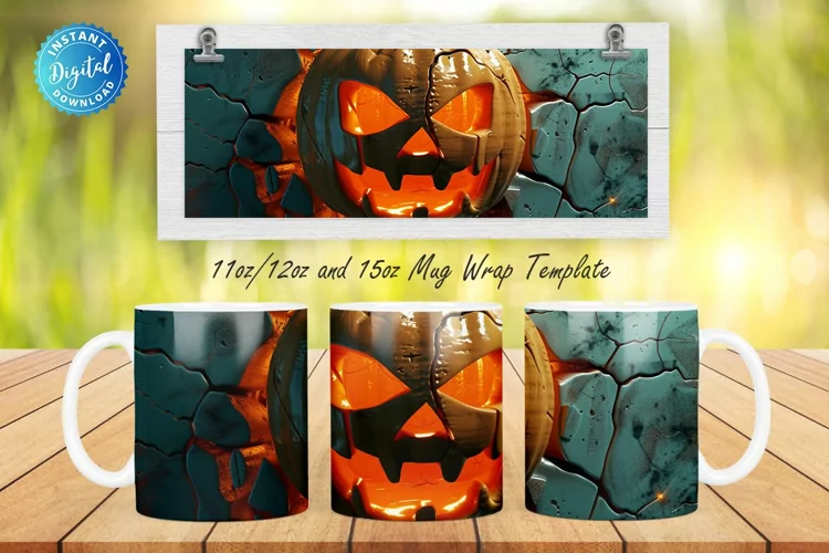 3D Spooky Pumpkin 11, 12 & 15 Oz Mug Sublimation