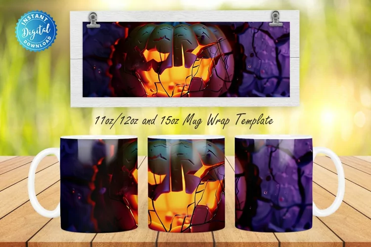 3D Spooky Pumpkin 11, 12 & 15 Oz Mug Sublimation
