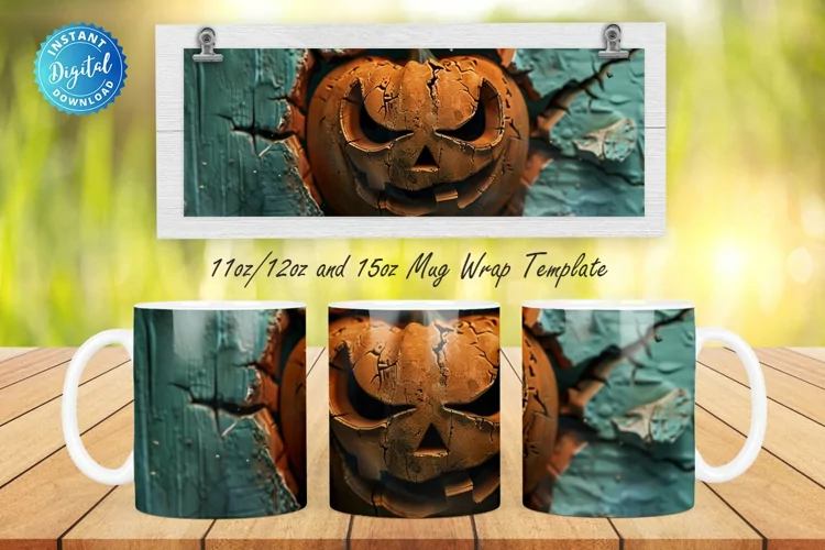 3D Spooky Pumpkin 11, 12 & 15 Oz Mug Sublimation