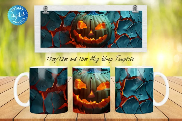 3D Spooky Pumpkin 11, 12 & 15 Oz Mug Sublimation