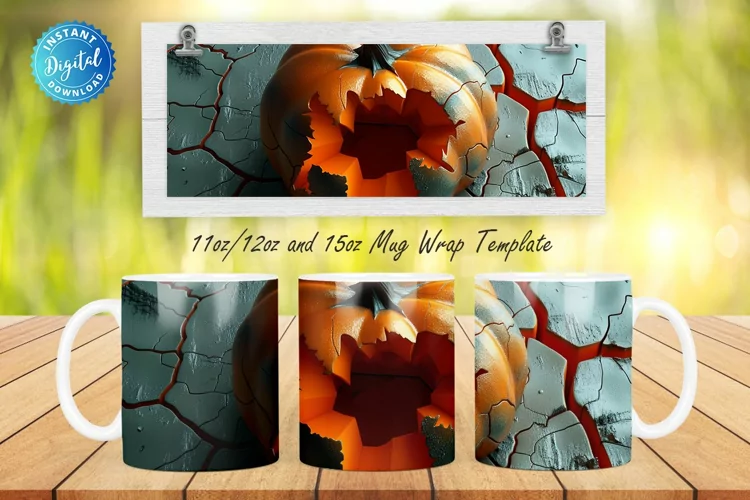 3D Spooky Pumpkin 11, 12 & 15 Oz Mug Sublimation