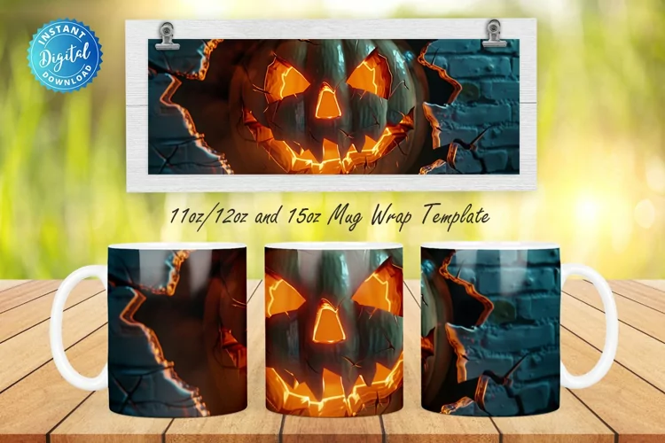 3D Spooky Pumpkin 11, 12 & 15 Oz Mug Sublimation