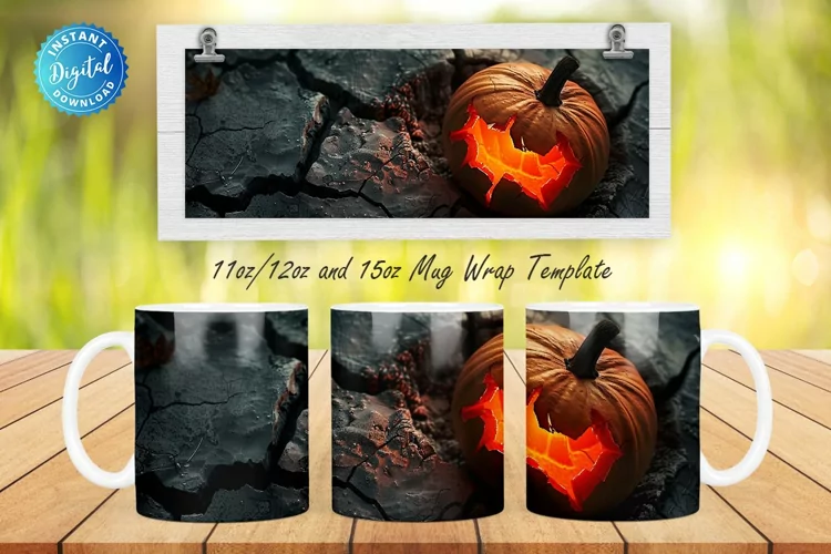 3D Spooky Pumpkin 11, 12 & 15 Oz Mug Sublimation