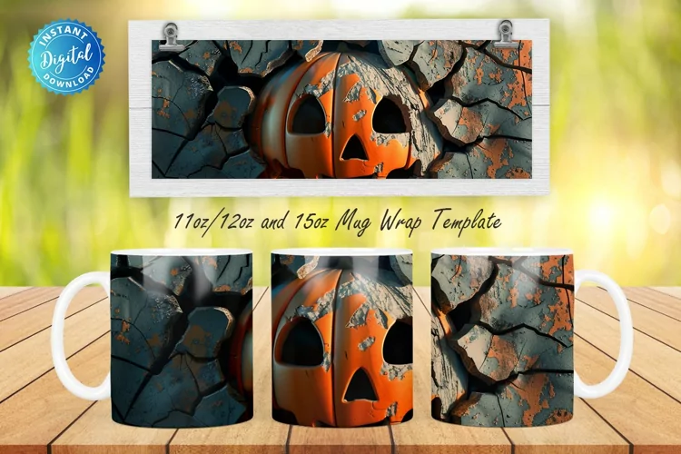 3D Spooky Pumpkin 11, 12 & 15 Oz Mug Sublimation