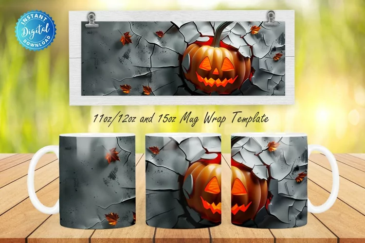3D Spooky Pumpkin 11, 12 & 15 Oz Mug Sublimation