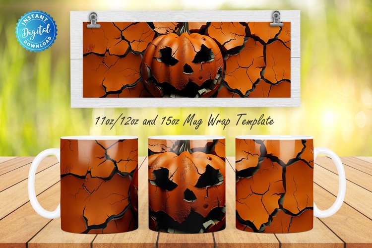 3D Spooky Pumpkin 11, 12 & 15 Oz Mug Sublimation example image 1