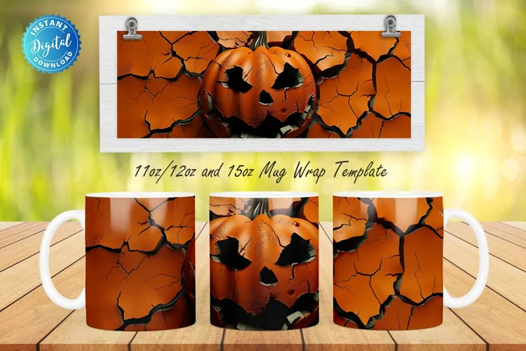 3D Spooky Pumpkin 11, 12 & 15 Oz Mug Sublimation