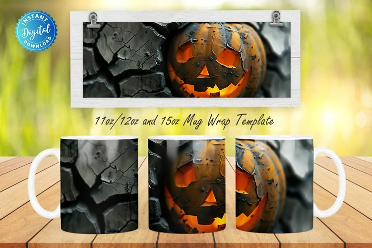 3D Spooky Pumpkin 11, 12 & 15 Oz Mug Sublimation