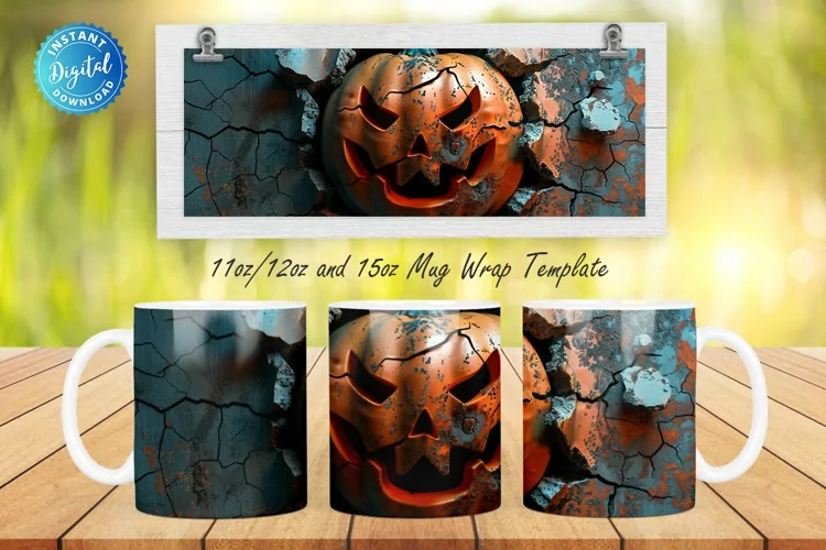 3D Spooky Pumpkin 11, 12 & 15 Oz Mug Sublimation