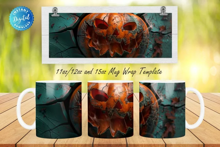 3D Spooky Pumpkin 11, 12 & 15 Oz Mug Sublimation