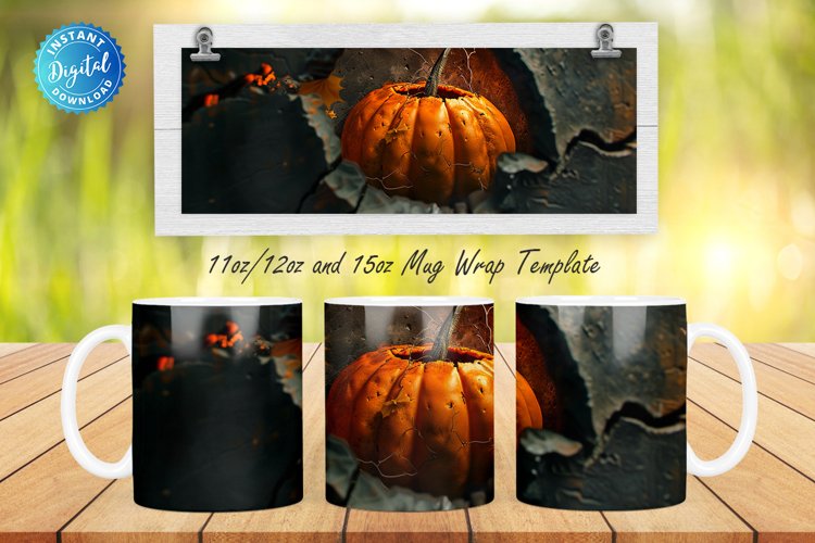3D Spooky Pumpkin 11, 12 & 15 Oz Mug Sublimation example image 1