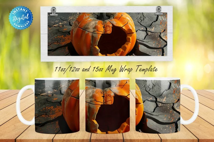 3D Spooky Pumpkin 11, 12 & 15 Oz Mug Sublimation