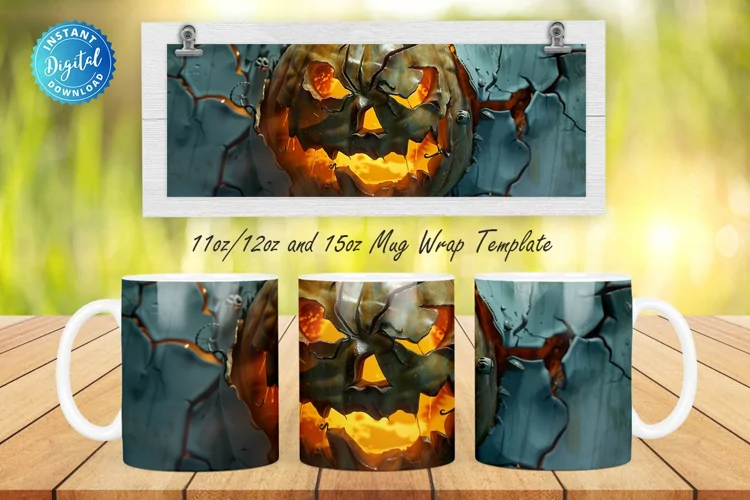 3D Spooky Pumpkin 11, 12 & 15 Oz Mug Sublimation