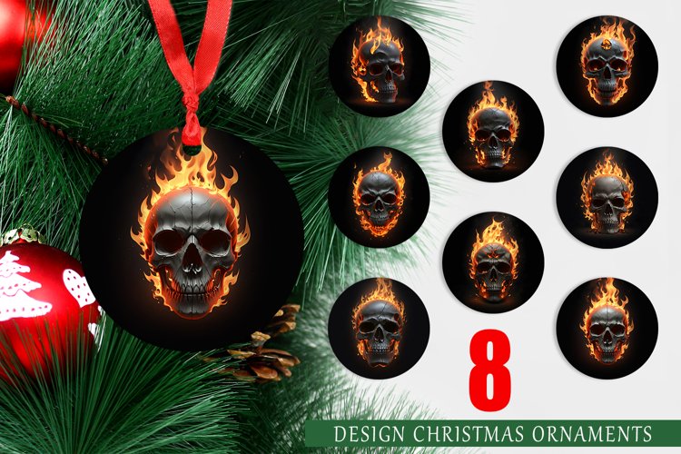 Christmas Ornaments 3D Spooky Skull Burning