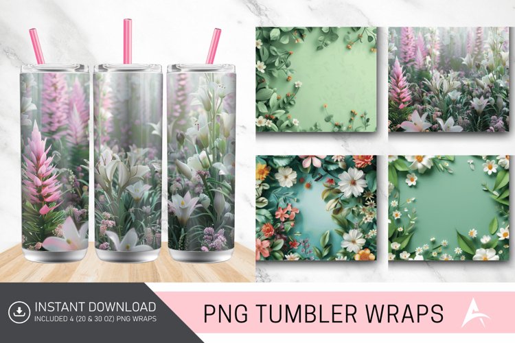 3D Spring Botanical Tumbler Wrap example image 1