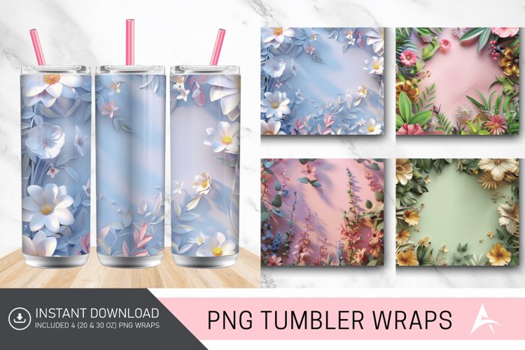 3D Spring Botanical Tumbler Wrap example image 1