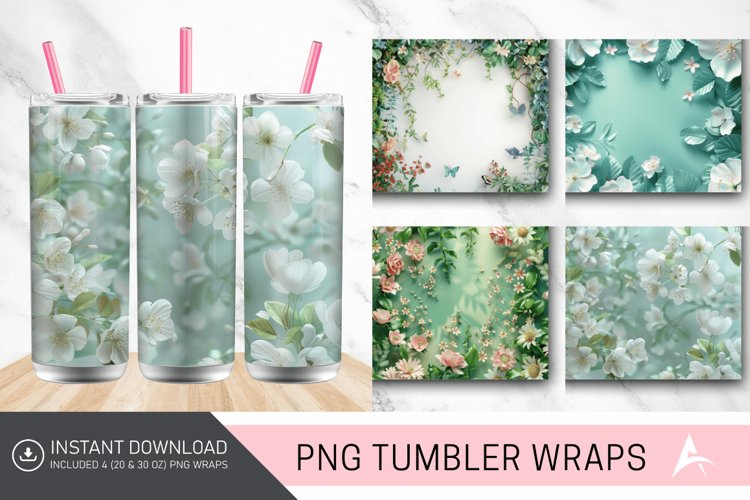 3D Spring Botanical Tumbler Wrap example image 1