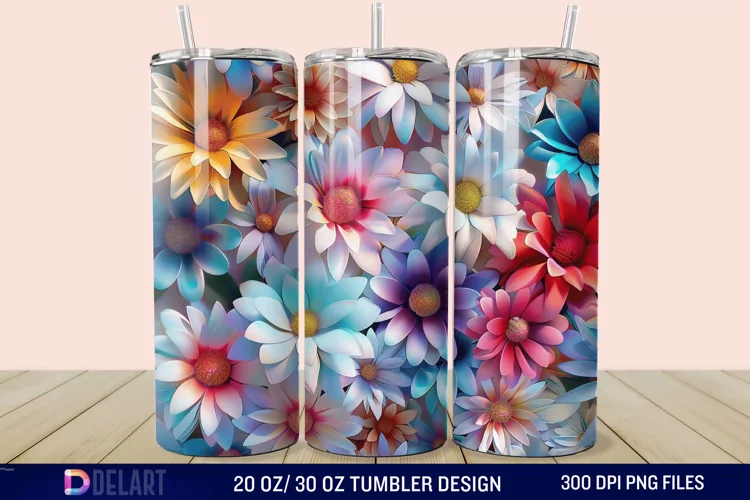 3D Spring Flower Tumbler Wrap