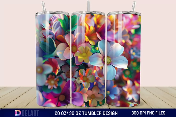 3D Spring Flower Tumbler Wrap