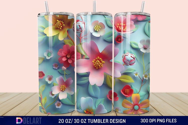 3D Spring Flower Tumbler Wrap example image 1