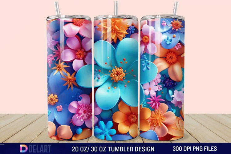 3D Spring Flower Tumbler Wrap