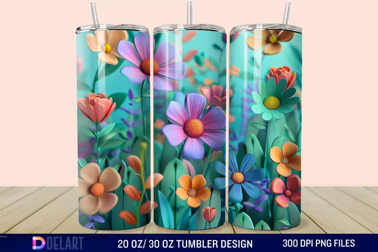 3D Spring Flower Tumbler Wrap