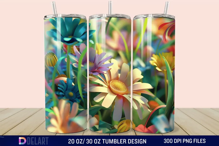 3D Spring Flower Tumbler Wrap