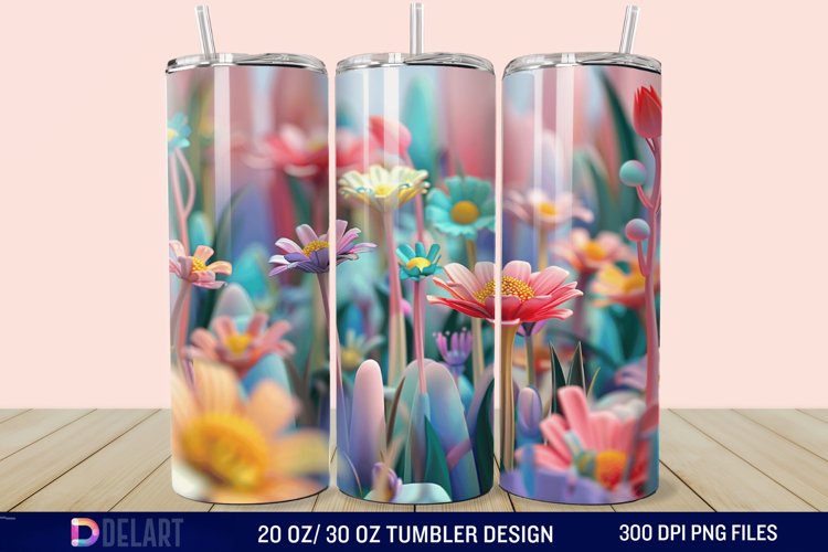 3D Spring Flower Tumbler Wrap