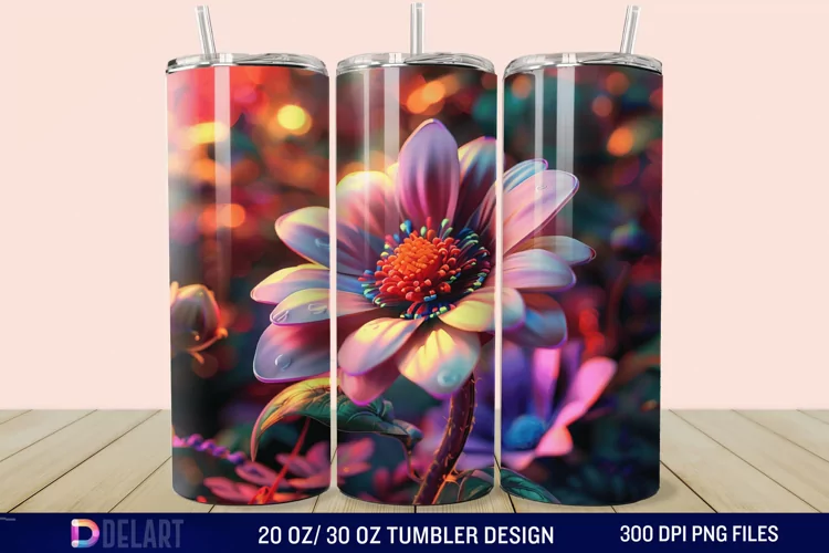 3D Spring Flower Tumbler Wrap