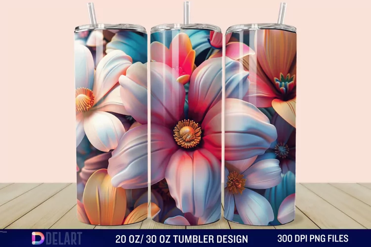 3D Spring Flower Tumbler Wrap