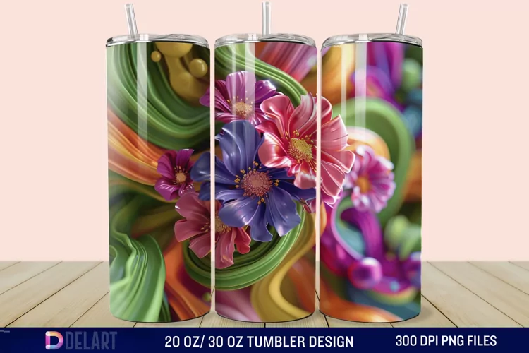 3D Spring Flower Tumbler Wrap