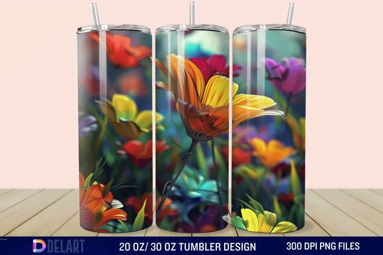 3D Spring Flower Tumbler Wrap