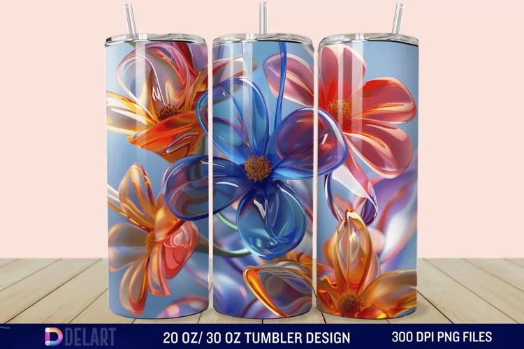 3D Spring Flower Tumbler Wrap