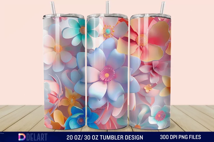 3D Spring Flower Tumbler Wrap