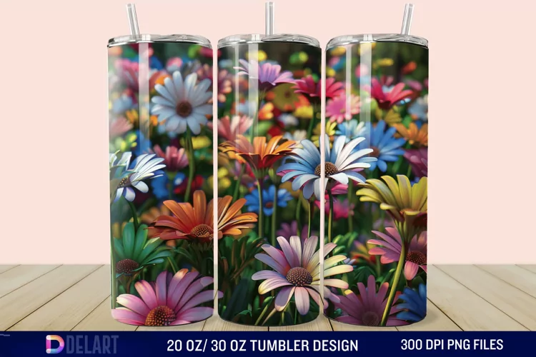 3D Spring Flower Tumbler Wrap