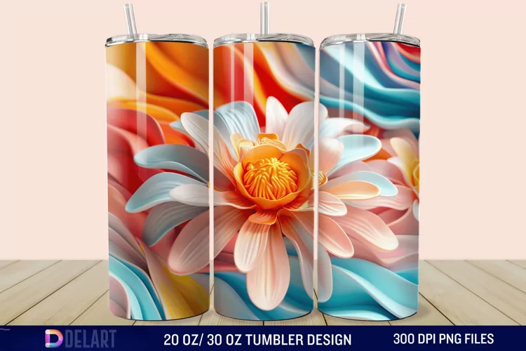3D Spring Flower Tumbler Wrap