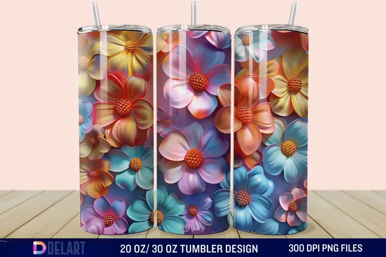 3D Spring Flower Tumbler Wrap