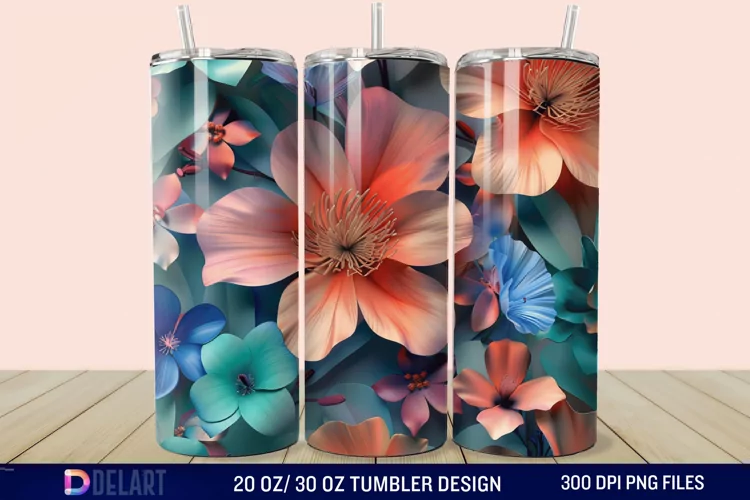3D Spring Flower Tumbler Wrap