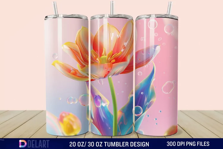 3D Spring Flower Tumbler Wrap