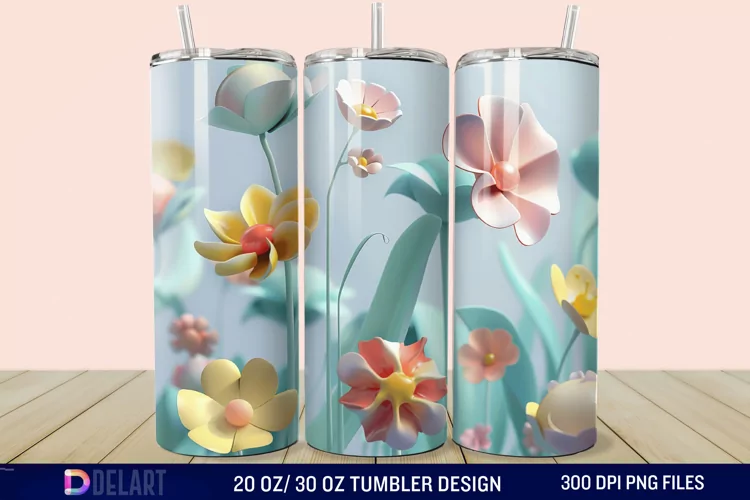 3D Spring Flower Tumbler Wrap