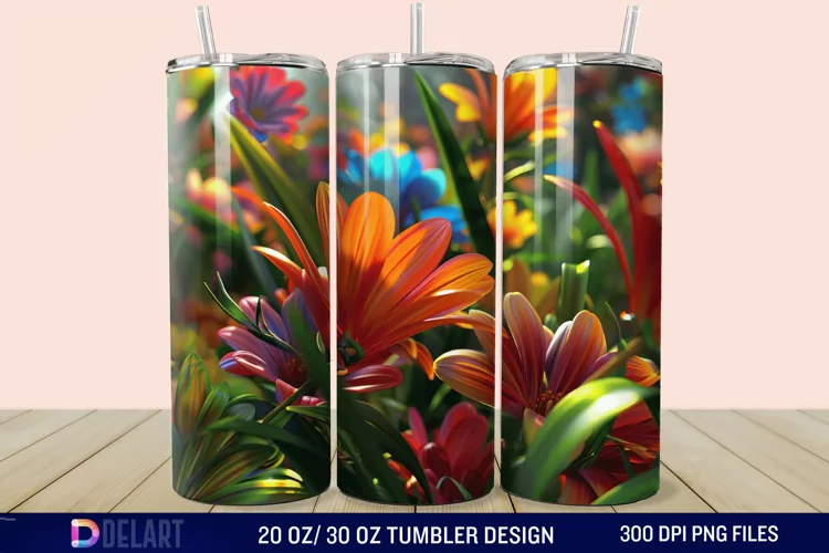 3D Spring Flower Tumbler Wrap