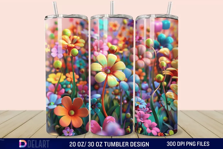 3D Spring Flower Tumbler Wrap