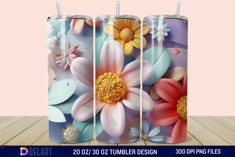 3D Spring Flower Tumbler Wrap
