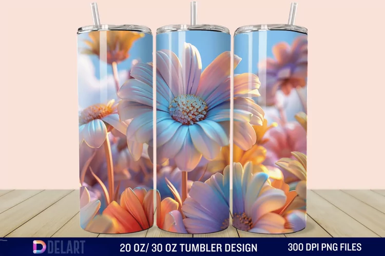 3D Spring Flower Tumbler Wrap