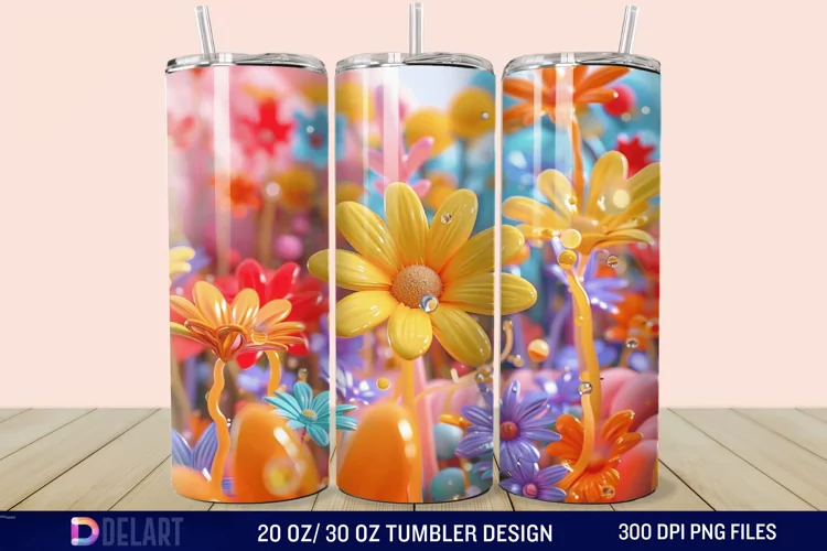 3D Spring Flower Tumbler Wrap